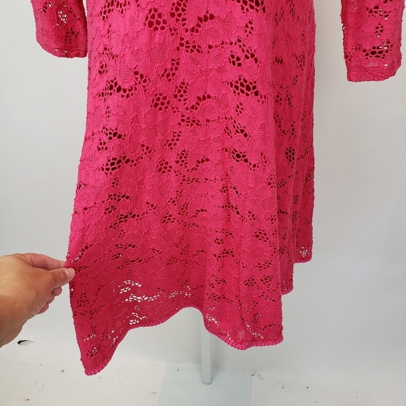 Free People Pink Scoop neck Lace Dress size large - Picture 3 of 9